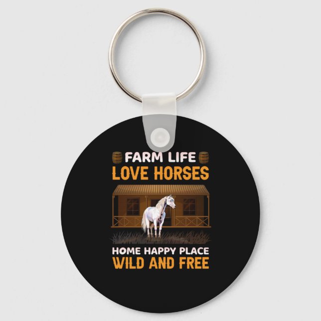 Equestrian Gift | Farm Life Love Horses Keychain (Front)