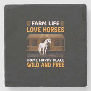 Equestrian Gift Farm Life Love Horses Stone Coaster