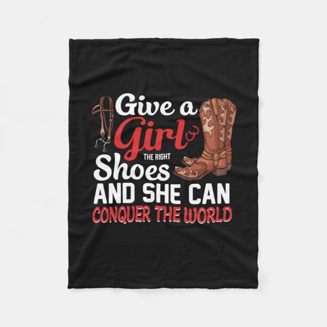 Equestrian Gift | Give A Girl Shoes Fleece Blanket (Front)