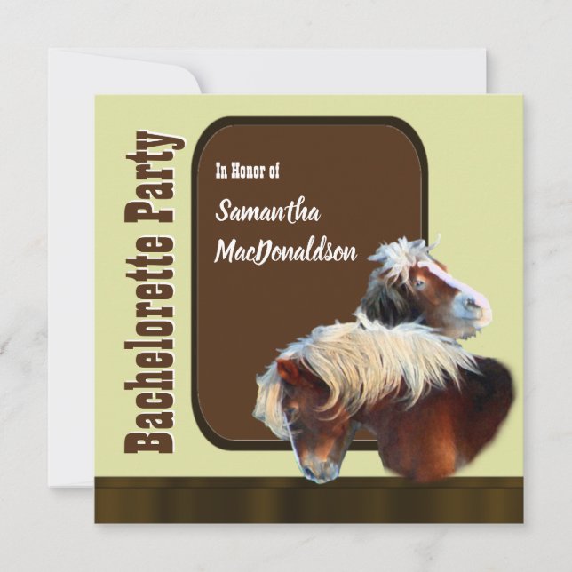Equestrian horse bachelorette party invitation (Front)