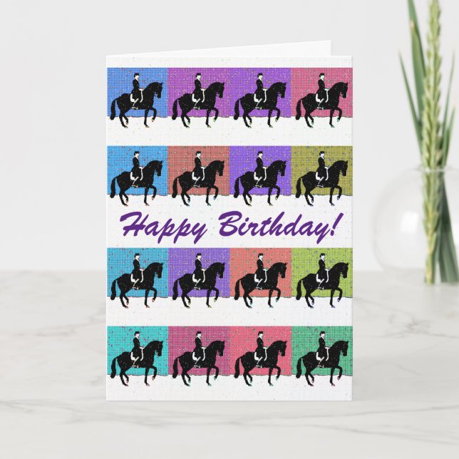 Equestrian Horse Dressage Piaffe Birthday Card (Front)