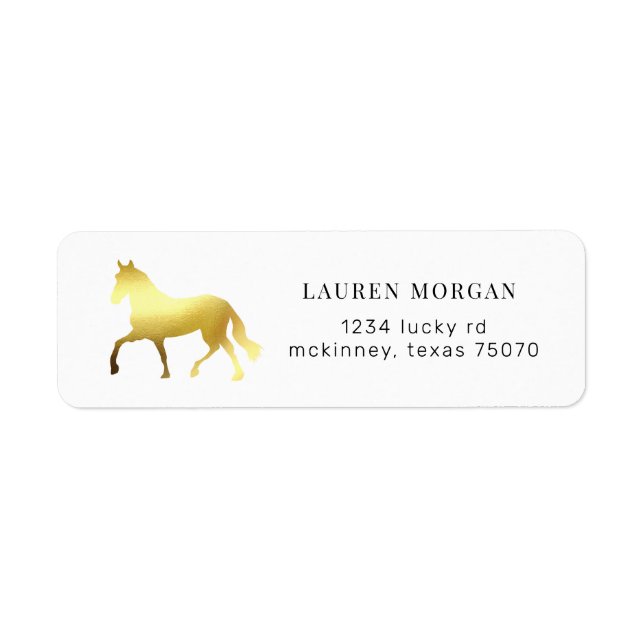 equestrian horse gold foil Return Address Label (Front)