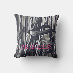 Equestrian Horse NAME Barn Tack Bits Horses Throw Pillow