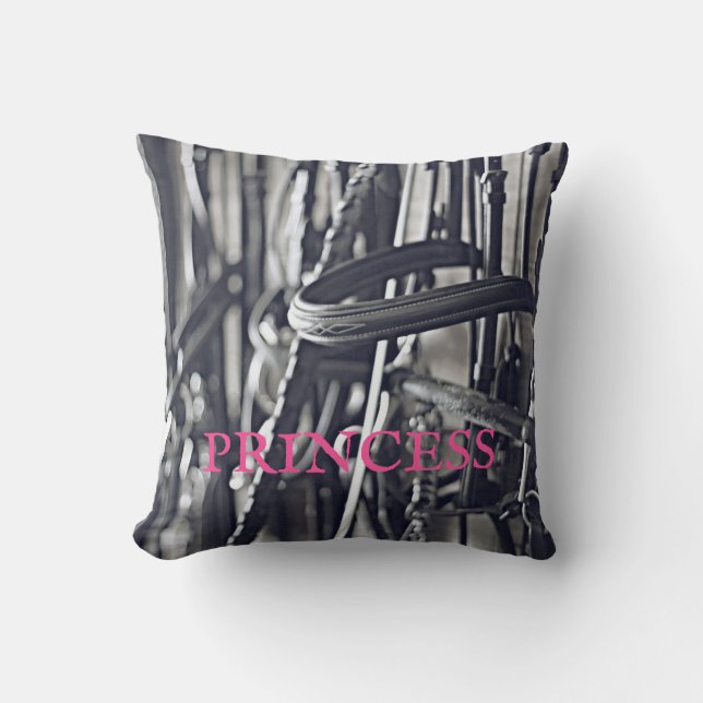 Equestrian Horse NAME Barn Tack Bits Horses Throw Pillow (Front)