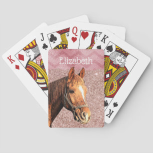 Equestrian Horse Pink Name Chic Riding Playing Cards