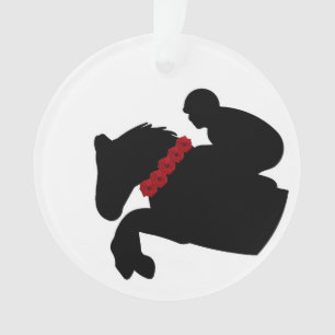 Equestrian Horse Show Jumper Silhouette NAME Roses Ornament