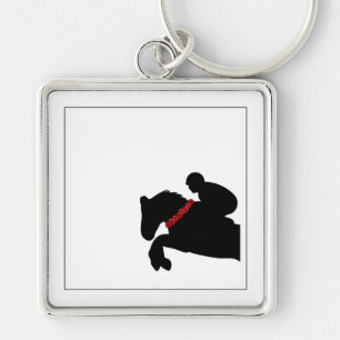 Equestrian Horse Show Rider Jumper Red Roses Keychain