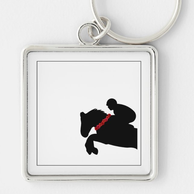 Equestrian Horse Show Rider Jumper Red Roses   Keychain (Front)