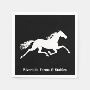Equestrian Horse Stable Name Black Napkin