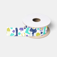 Equestrian Horseback Riding Themed Patterned Satin