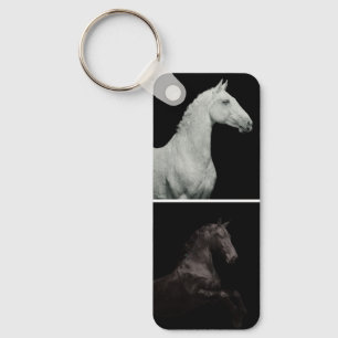 Equestrian Horses 2 Photo Collage Custom Text Keychain