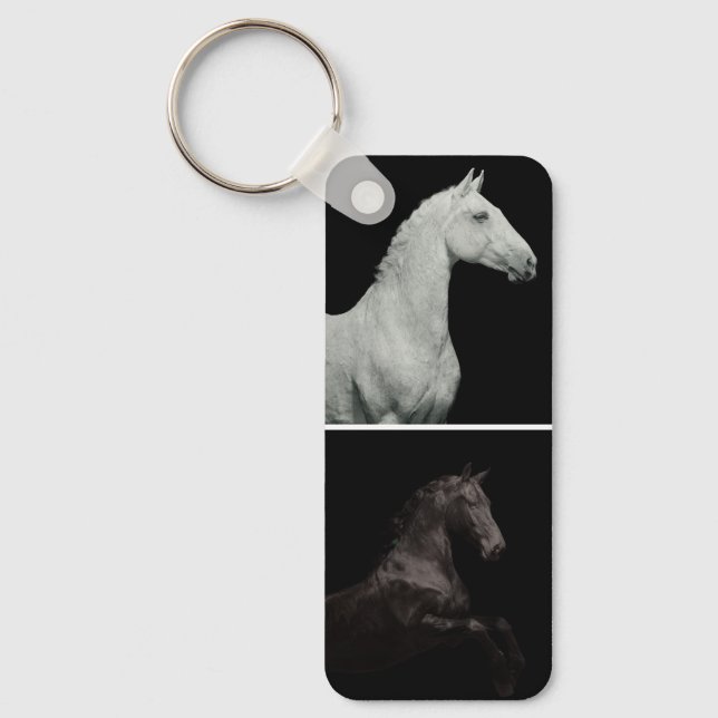 Equestrian Horses 2 Photo Collage Custom Text Keychain (Front)