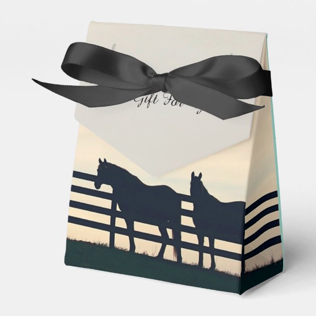Equestrian Horses at the Pasture Fence Favor Box (Front Side)