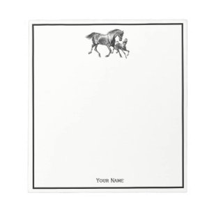 Equestrian Horses Mother Baby Foal Framed Notepad