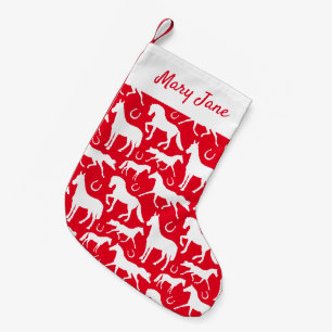 Equestrian Jockey and Horse Lover Patterned Small Christmas Stocking