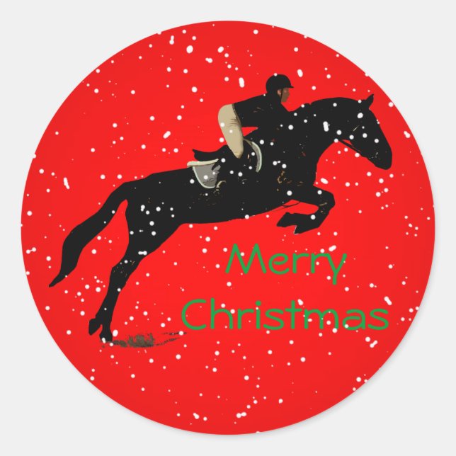 Equestrian Jumpin Great Christmas Classic Round Sticker (Front)