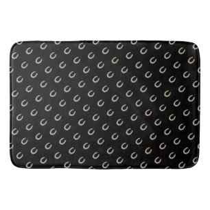 Equestrian Lucky Horse Shoe Cowgirl Black Bath Mat