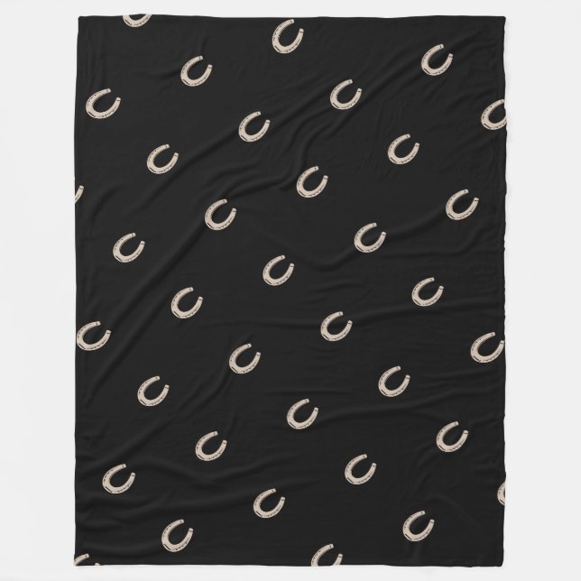Equestrian Lucky Horse Shoe Pattern Fleece Blanket (Front)