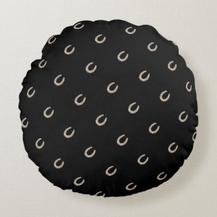 Equestrian Lucky Horse Shoe Pattern Round Pillow