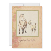 Equestrian Mare and Foal Baby Shower Invitation