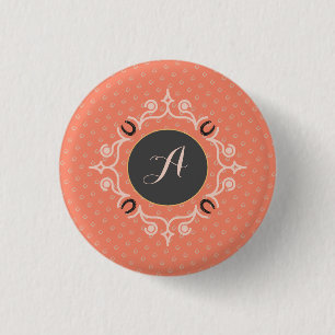 Equestrian Monogram Lucky Horse Shoe 1 Inch Round Button