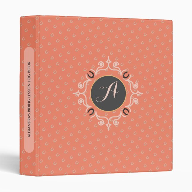Equestrian Monogram Lucky Horse Shoe Binder (Front/Spine)