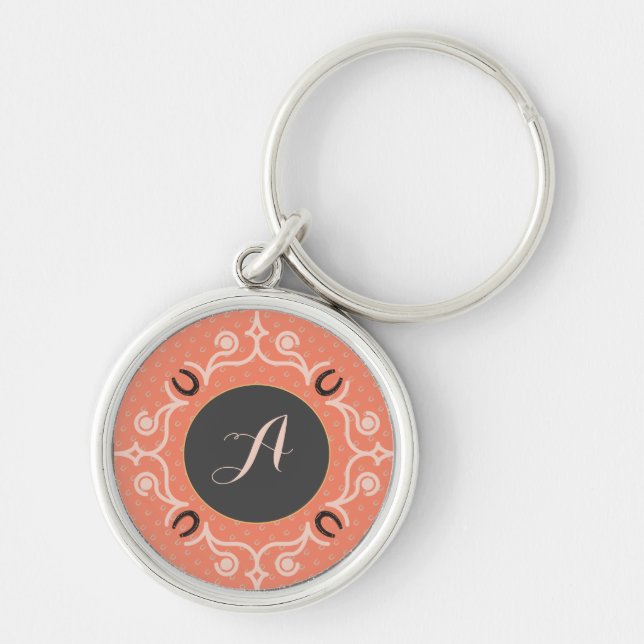 Equestrian Monogram Lucky Horse Shoe Keychain (Front)