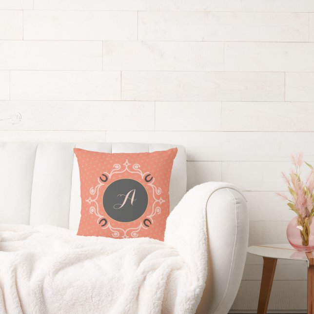 Equestrian Monogram  Throw Pillow (Couch)