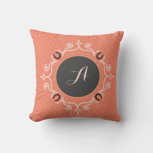 Equestrian Monogram  Throw Pillow (Front)