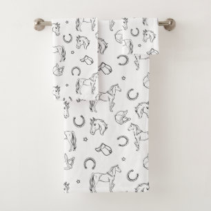 Equestrian Pattern Bath Towel Set