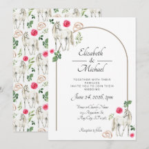 Equestrian Pink Floral Wedding Invitation