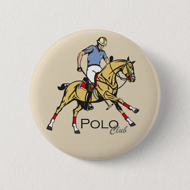 equestrian polo club 2 inch round button (Front)