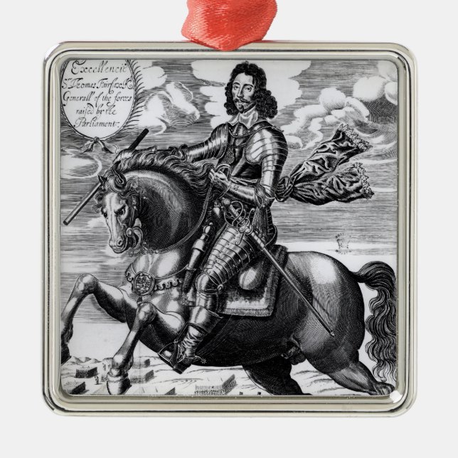 Equestrian portrait metal ornament (Front)
