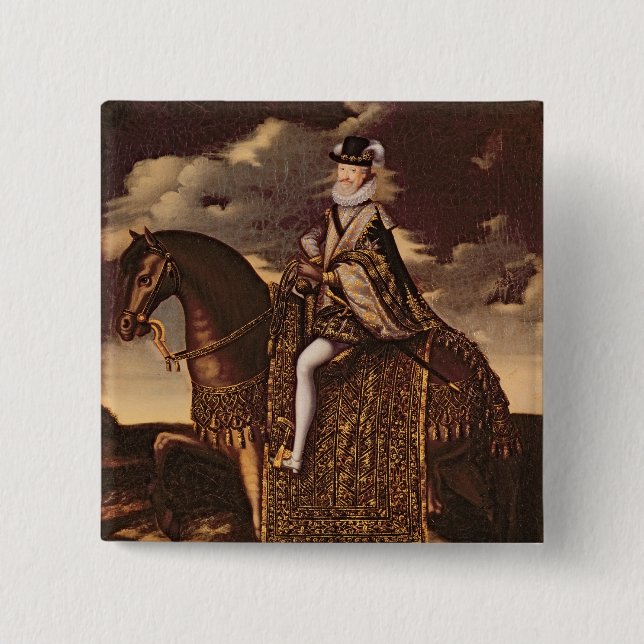 Equestrian Portrait of Henri IV 2 Inch Square Button (Front)