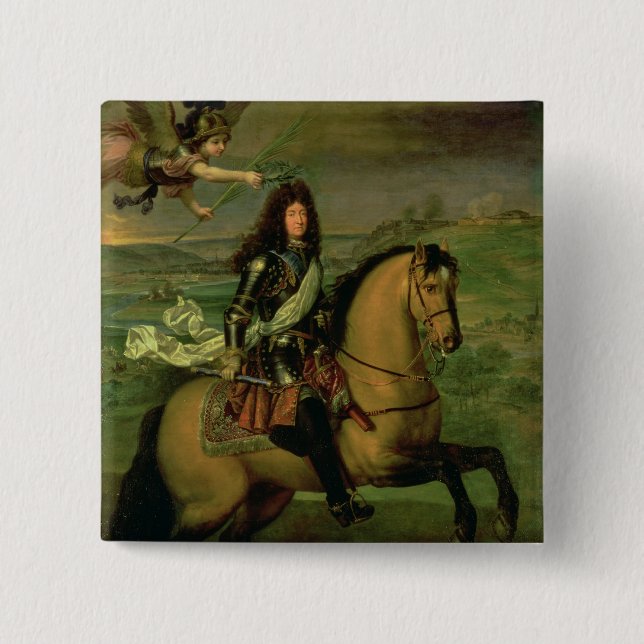 Equestrian Portrait of Louis XIV 2 Inch Square Button (Front)