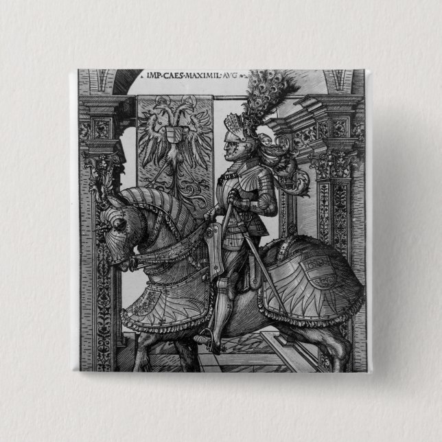 Equestrian portrait of Maximilian I  c.1508 2 Inch Square Button (Front)