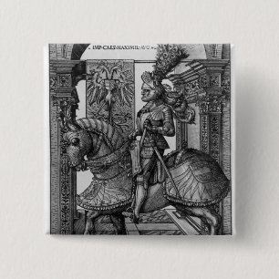 Equestrian portrait of Maximilian I c.1508 2 Inch Square Button