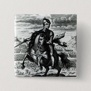 Equestrian portrait of Oliver Cromwell 2 Inch Square Button