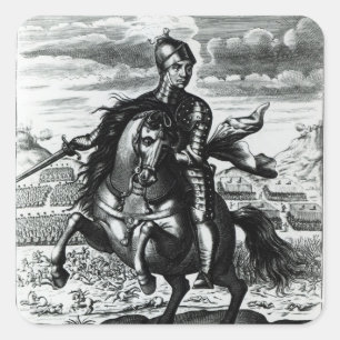 Equestrian portrait of Oliver Cromwell Square Sticker