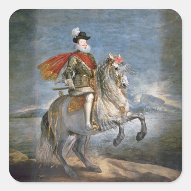 Equestrian Portrait of Philip III  c.1628-35 Square Sticker (Front)