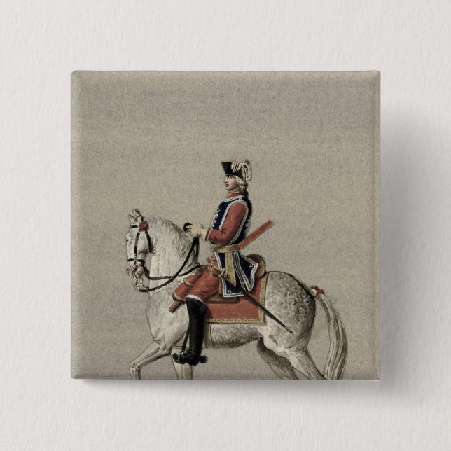 Equestrian portrait of Prince Charles 2 Inch Square Button (Front)