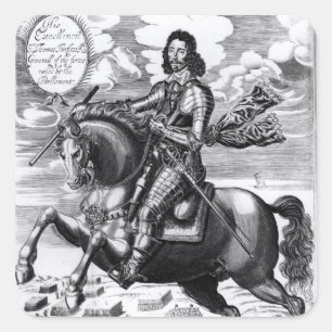 Equestrian portrait square sticker