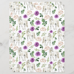 Equestrian Purple Floral Wedding Scrapbook Paper