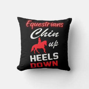 Equestrian Riding Quote in Red and White Font   Throw Pillow