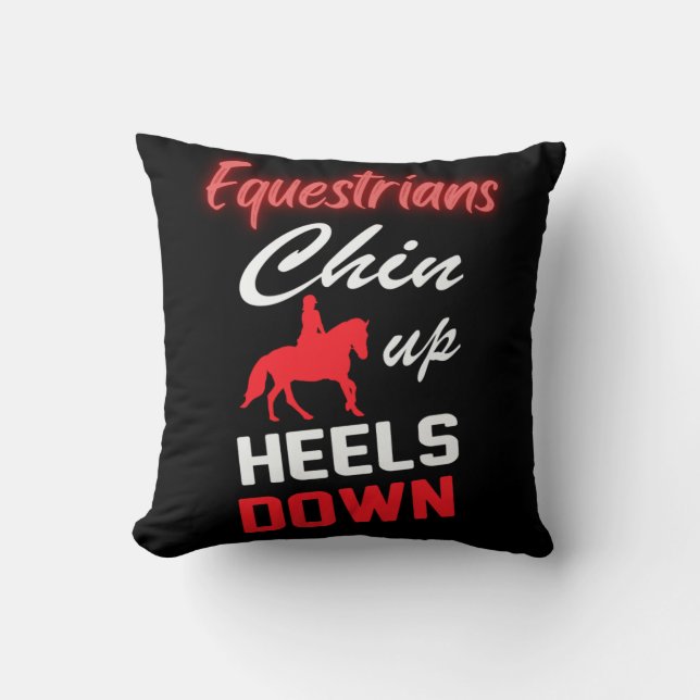 Equestrian Riding Quote in Red and White Font   Throw Pillow (Front)