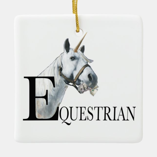 Equestrian side eye unicorn   ceramic ornament (Front)