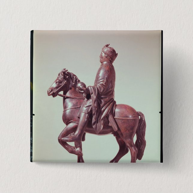 Equestrian statue of Charlemagne 2 Inch Square Button (Front)