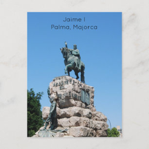 Equestrian statue of Jaime I. at Placa Espanya Pos Postcard