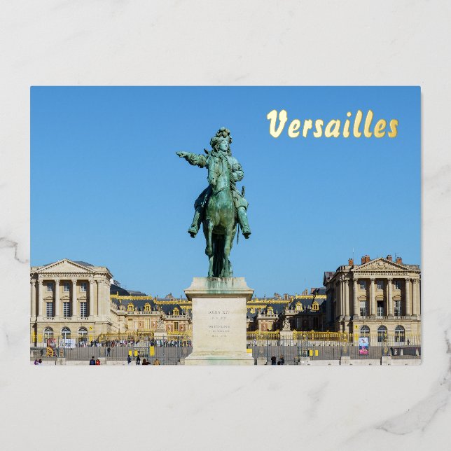 Equestrian statue of Louis XIV in Versailles Foil Holiday Card (Front)