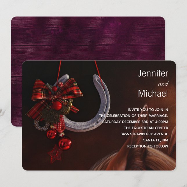Equestrian Theme Hanging Horseshoe Wedding Invitation (Front/Back)